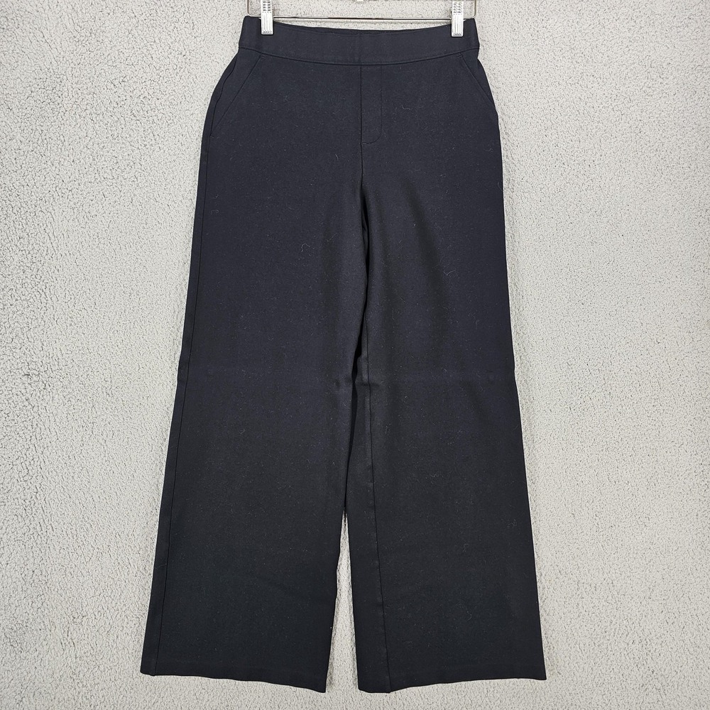 Spanx Wide Leg Pants Womens Small Black Ponte Pull On 20385R Career Office